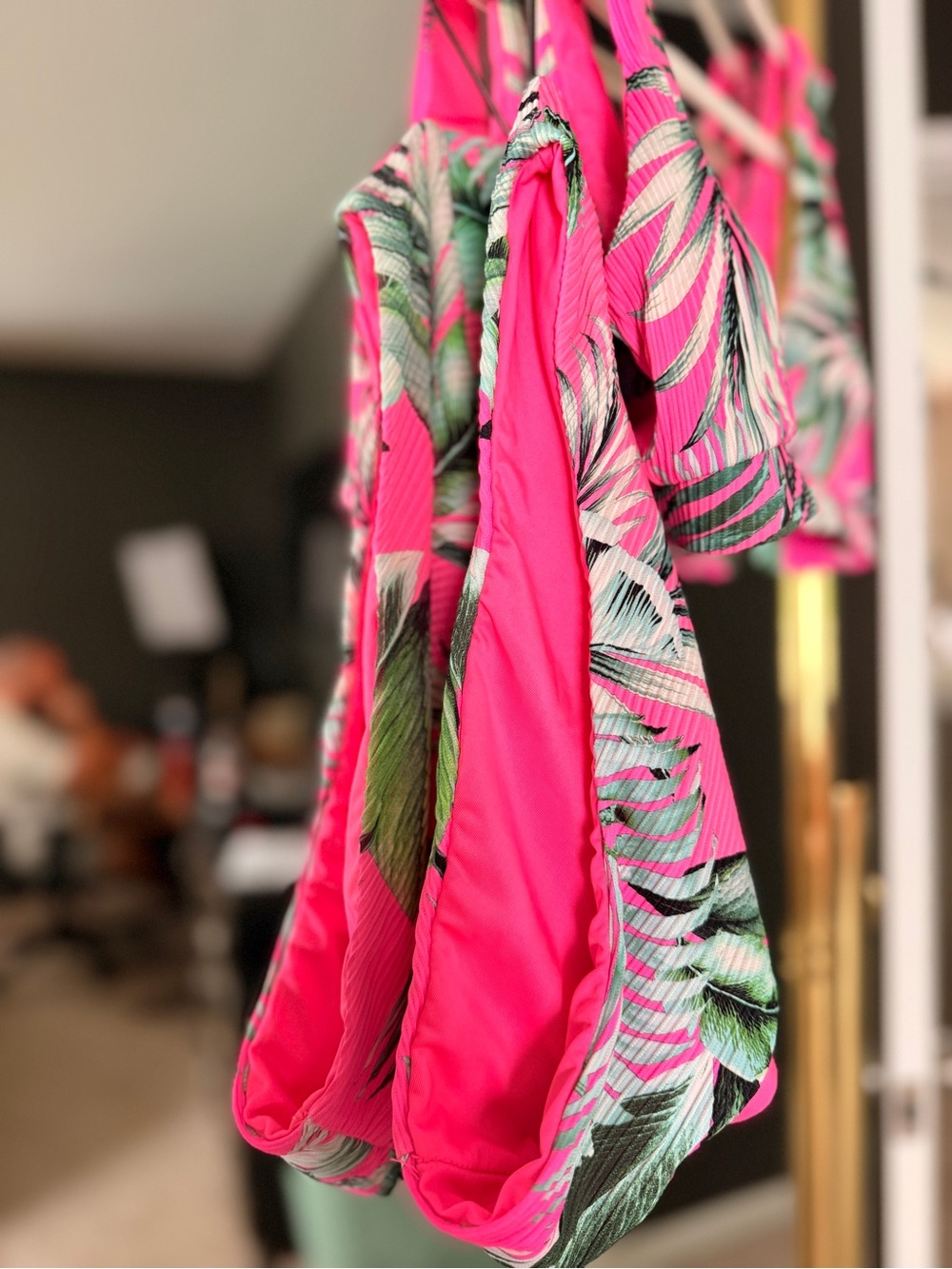 Bright Pink Tropical-Print Women's Bikini